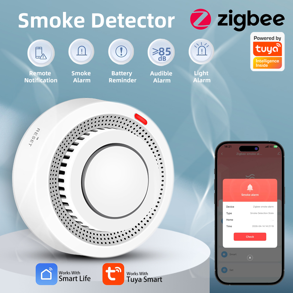 Arumny Tuya Zigbee Smoke Alarm - Home Security Battery Replacement recension och pris