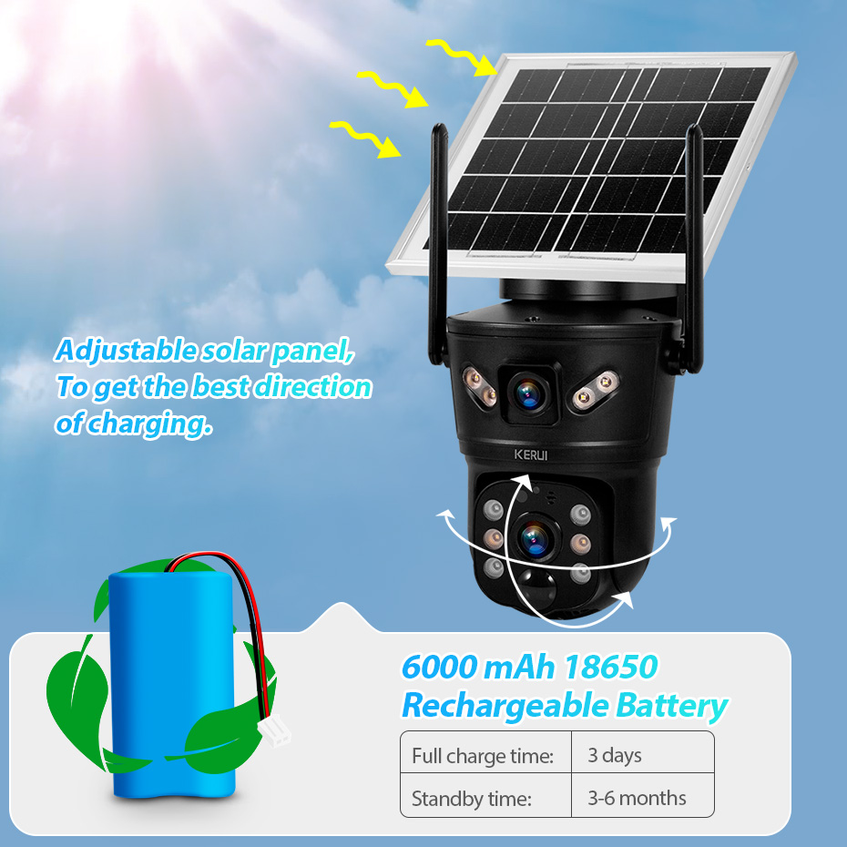 KERUI 6MP 4G SIM WiFi Solar Ca - Home Security Prices recension och pris