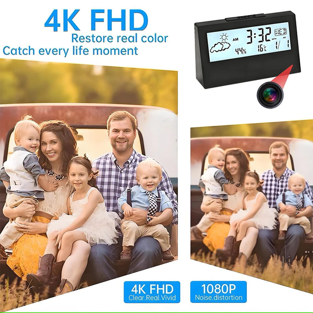 4K WiFi Clock Camera with Moti - Home Security Prices recension och pris
